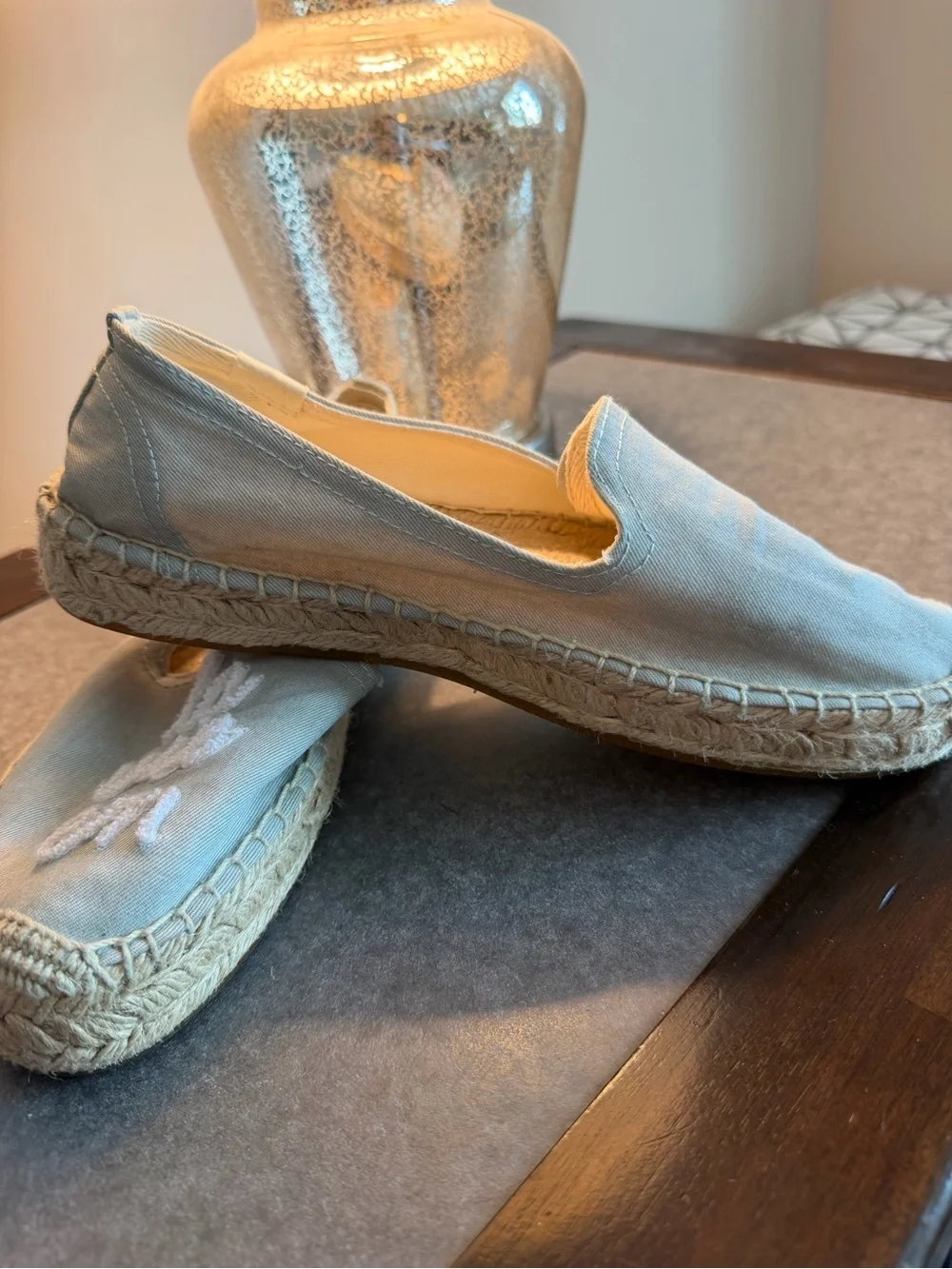 Soludos Light Blue Embroidered Rose Espadrilles